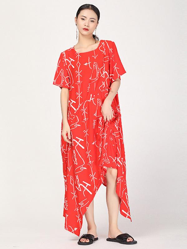 Literary Cropped Printed Long Dress