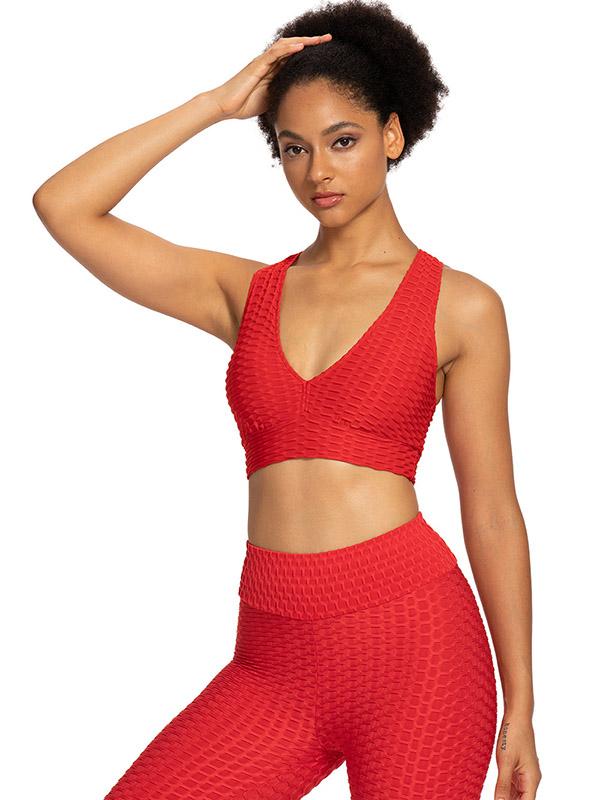 Wrap Solid Color V-Neck Sports Bra