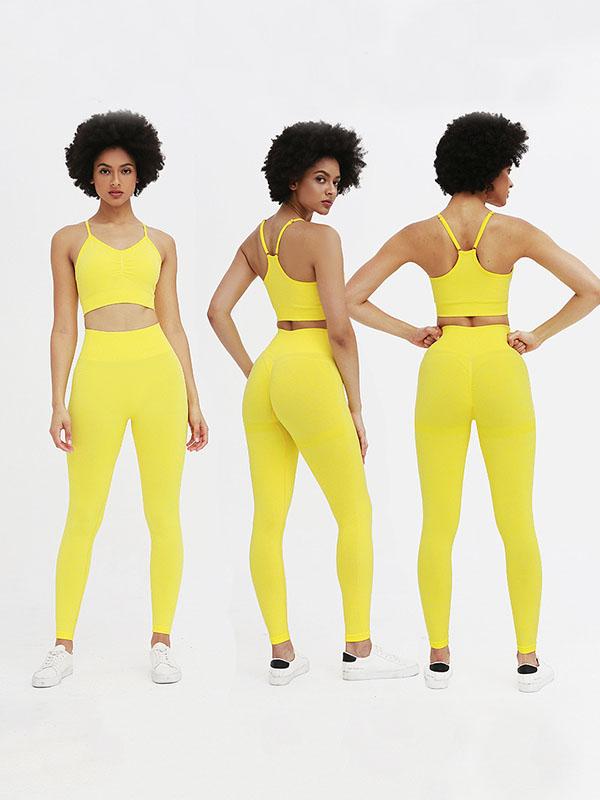 Sexy Solid Sleeveless Spaghetti-Neck Yoga Suits