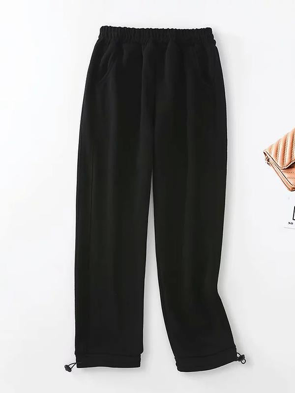 Loose Side Split-joint Straight Leg Drawstring Athletic Pants
