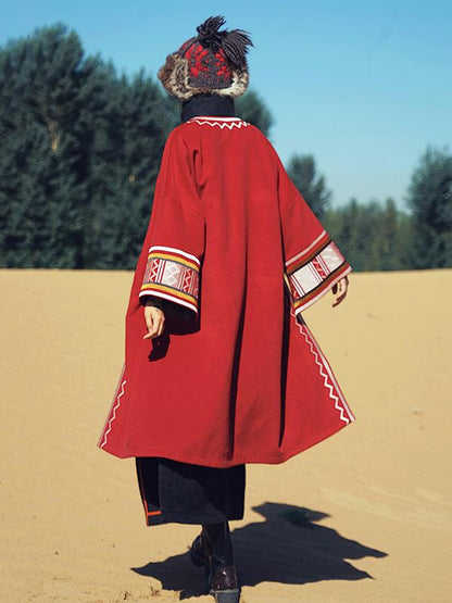 Original Flared Embroidered Woolen Outwear