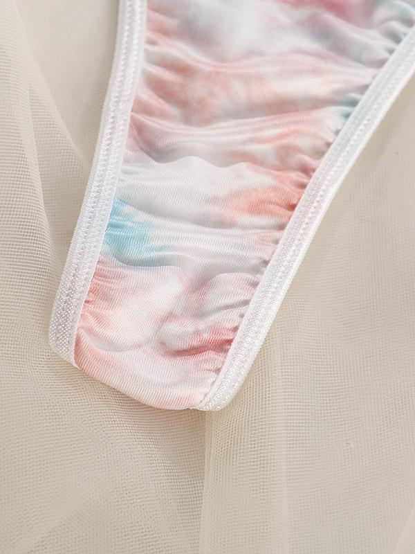 Gradient Printed Chain Embellished Underwired Bodysuit Lingerie