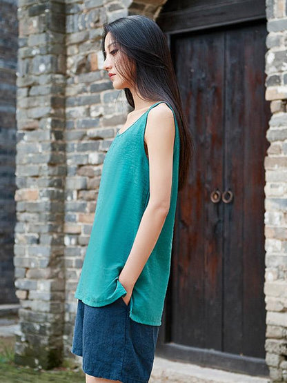 Cotton A-line Sleeveless T-shirt