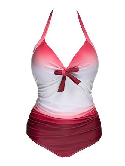 Backless Gradient Halter-neck One-piece Swimwear