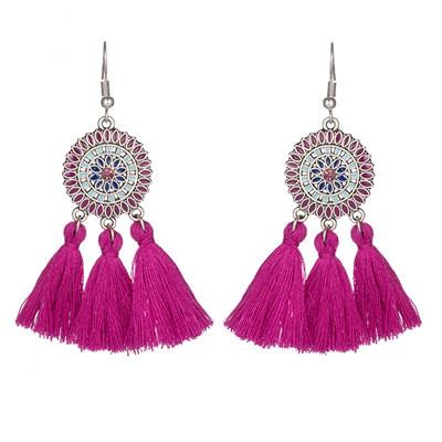 Bohemian fashion long tassel earrings ladies creative alloy earrings