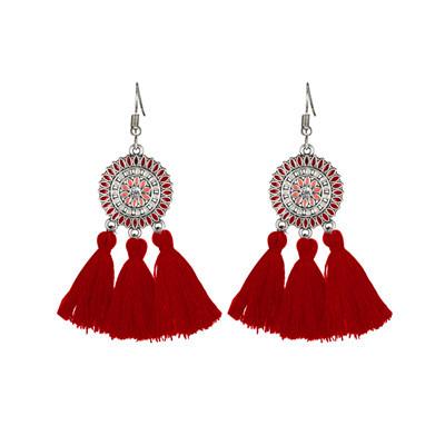 Bohemian fashion long tassel earrings ladies creative alloy earrings