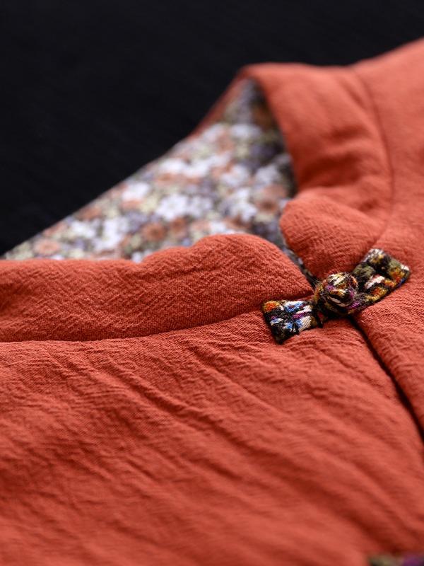 Vintage Slanting Buckle Long Cotton Coat