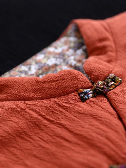 Vintage Slanting Buckle Long Cotton Coat