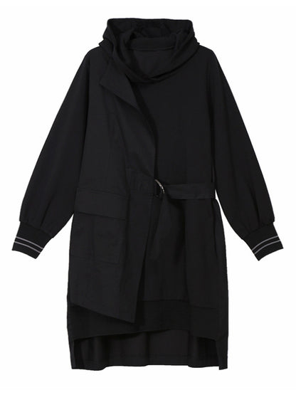 False Two High-low Split-joint Hoodie Mini Dress