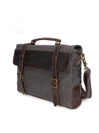 top layer crazy horse leather shoulder bag retro canvas bag