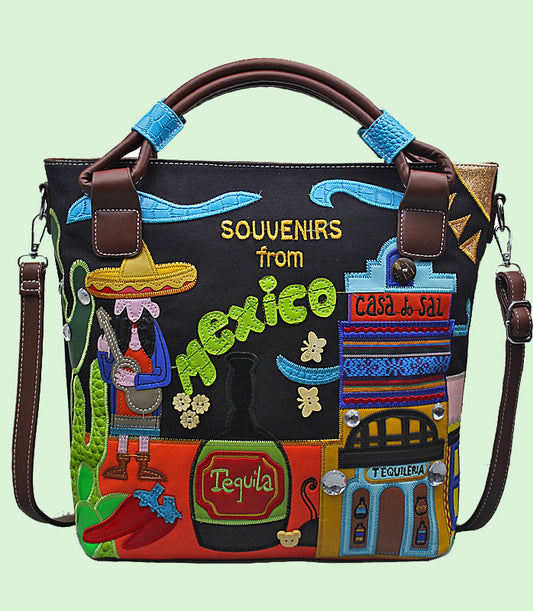 retro portable handmade embroidery canvas bag