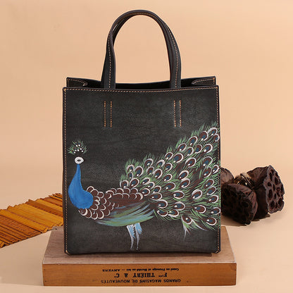 WOMEN GENUINE LEATHER VINTAGE TOTEM DESIGNER HANDBAG SHOULDER BAG
