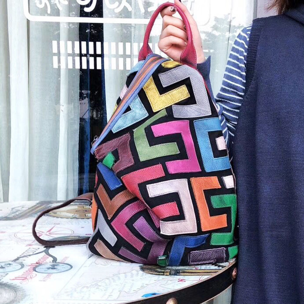 Scrubbed leather vintage nostalgic women's bag