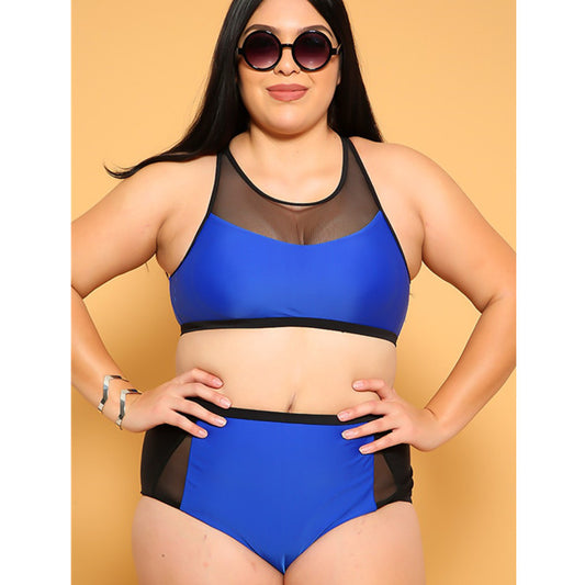 Large swimwear mesh panel BIKINI SWIMSUIT