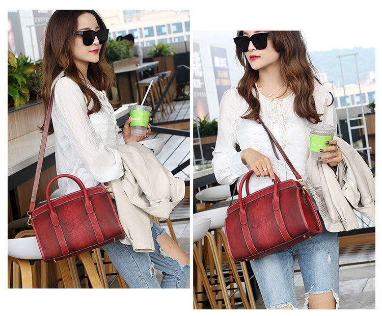 WOMEN GENUINE LEATHER VINTAGE TOTEM DESIGNER HANDBAG SHOULDER BAG