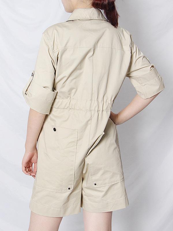 Casual Loose Solid Color Pockets Rompers