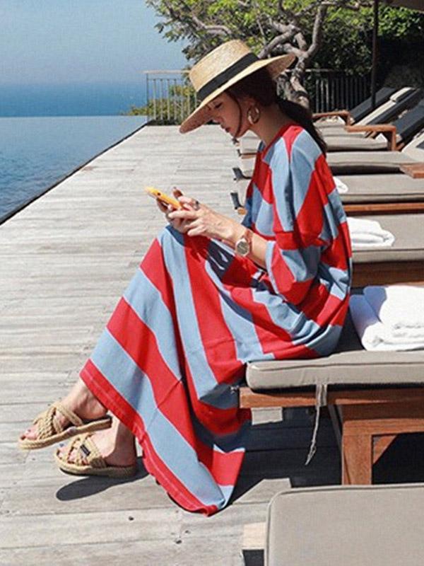 Loose Colorful Striped Long Dress