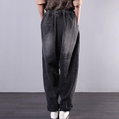 Buykud Symmetrical Pocket Casual Comfort Loose Jeans