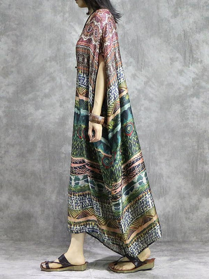 National Silk Batwing 2-Pieces Long Dress