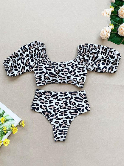 Sweetheart Short Sleeves Bikini Swimsuit