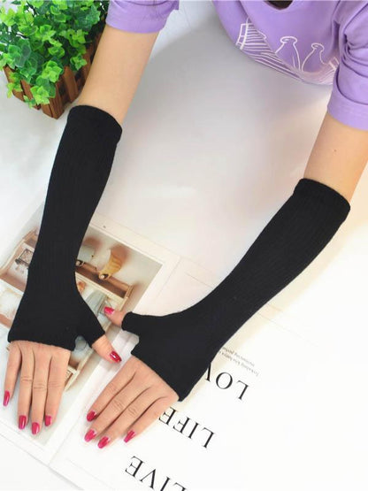 Knitted Half Finger Long Gloves Accessories