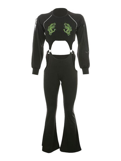 Fashion Printed Hollow Yoga Jumpsuits