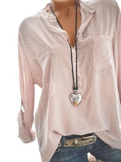 Plus Size 6Color Polka Dot Print Shirt