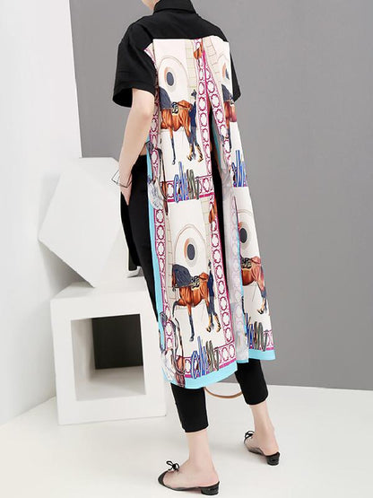 High-low Short Sleeves Backless Shirt