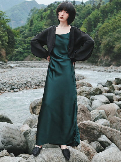 Fashion Ruffled Drawstring Bandage Spaghetti-Neck Midi Dress