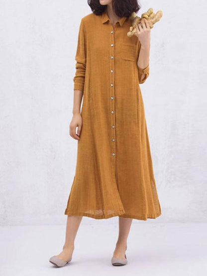 Loose Cotton Split-side Long Shirt