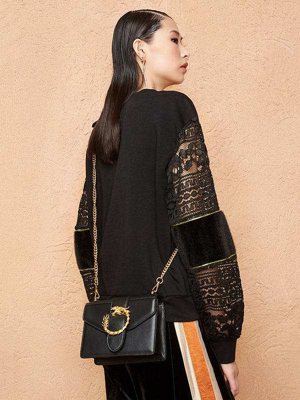 Embroidery Hollow Lace Hoodies Top