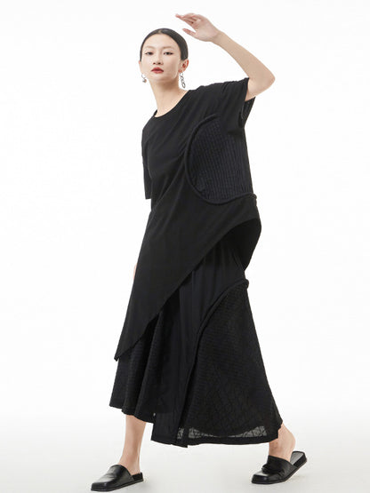 Original Irregular Solid Color Split-Joint T-Shirt Top