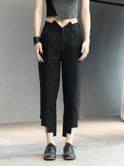 Original Solid Color Harem Irregularity Capri-Pants