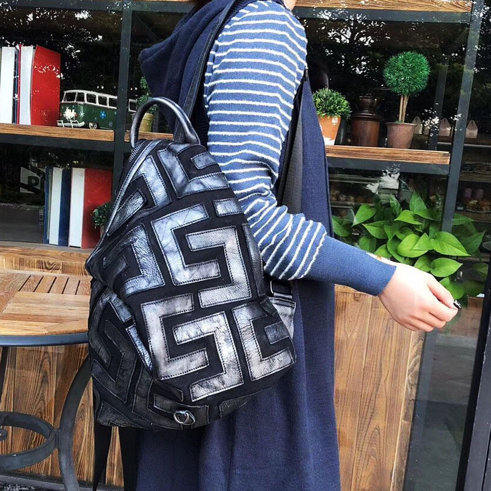 Scrubbed leather vintage nostalgic women's bag