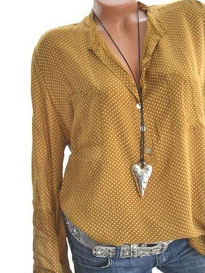 Plus Size 6Color Polka Dot Print Shirt