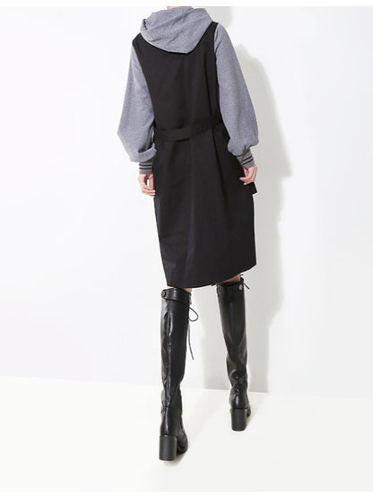 False Two High-low Split-joint Hoodie Mini Dress