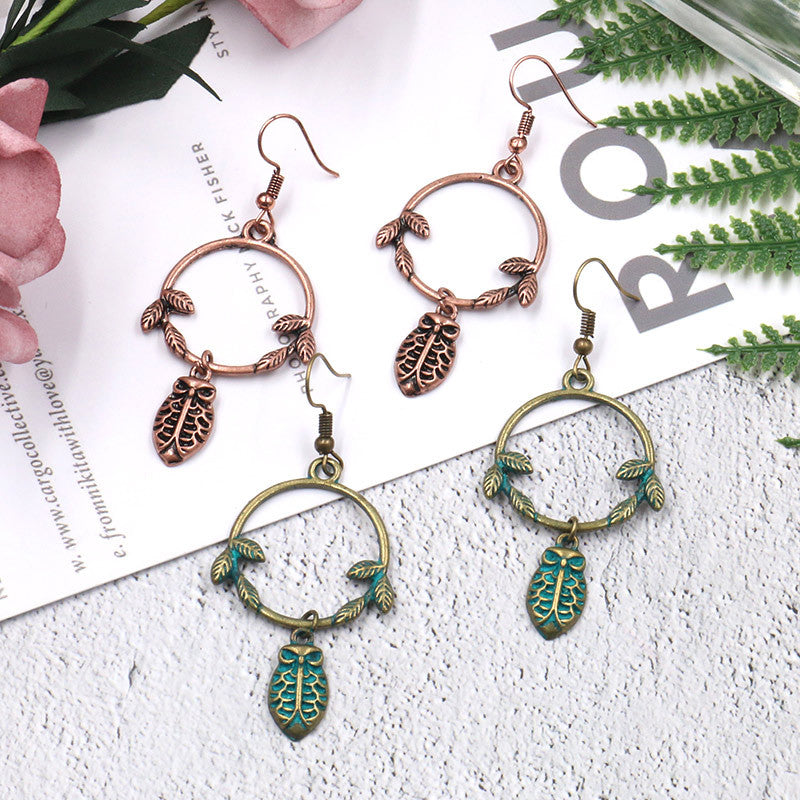 Owl exaggerated alloy long earrings