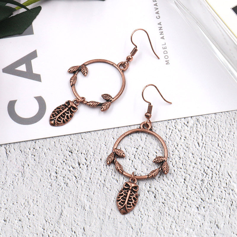 Owl exaggerated alloy long earrings