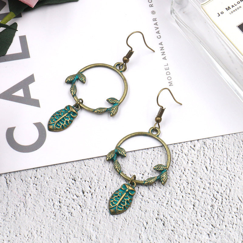 Owl exaggerated alloy long earrings