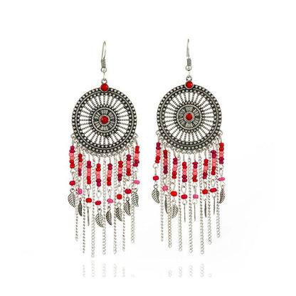 Big round hollow flowers alloy earrings