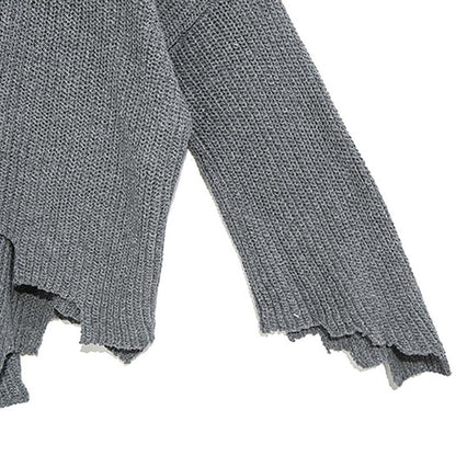Buykud Turtleneck Personality Irregular Hem Loose Sweater