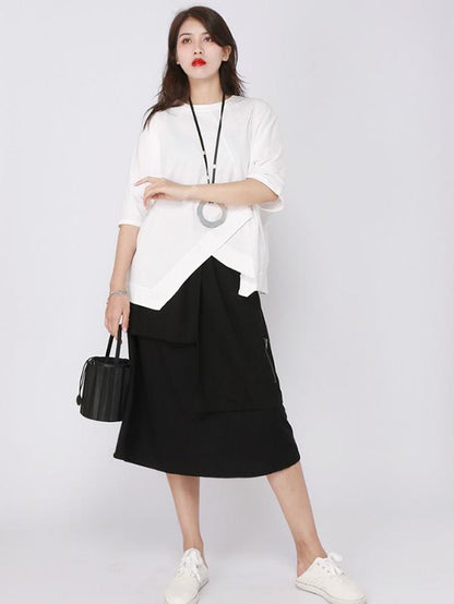 Casual Cropped Split-front T-shirt