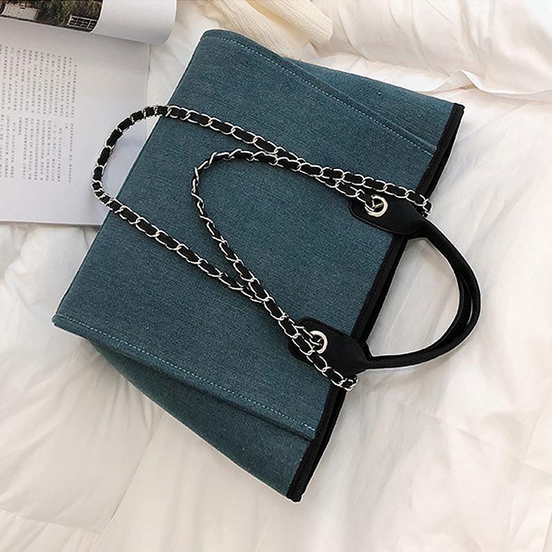 Fashion Canvas Shoulder Bag Women Chain Bag