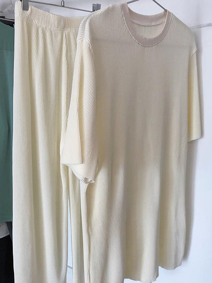 Ruffled Elastic Loose Solid T-Shirt