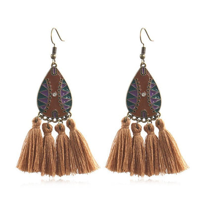 Retro exaggerated bohemian tassel earrings