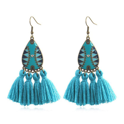 Retro exaggerated bohemian tassel earrings
