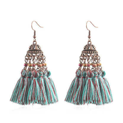 exaggerated crystal long retro earrings