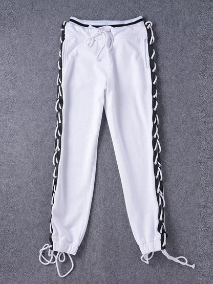 Contrast Color Hollow Loose Casual Pants Bottoms