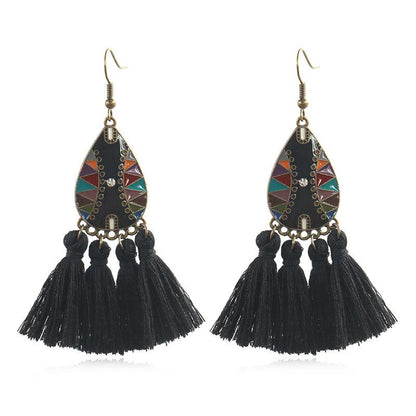 Retro exaggerated bohemian tassel earrings