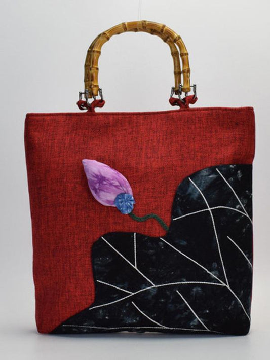 Retro Embroidered Zipper Tote Bag